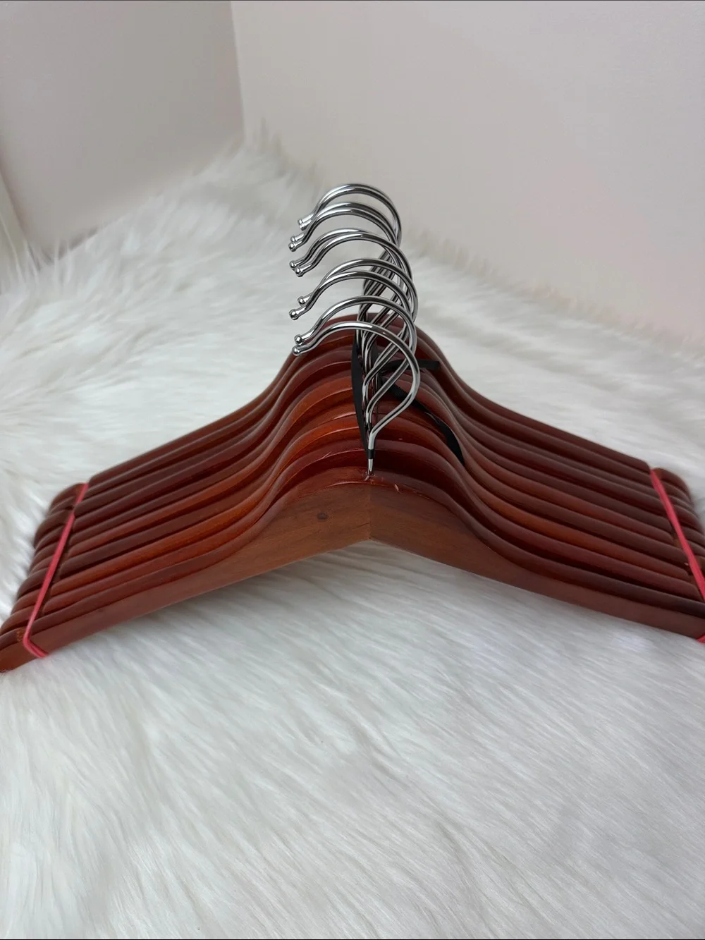 Wooden Shirt Hangers - Set of 10 in Warm Brown Mahogany